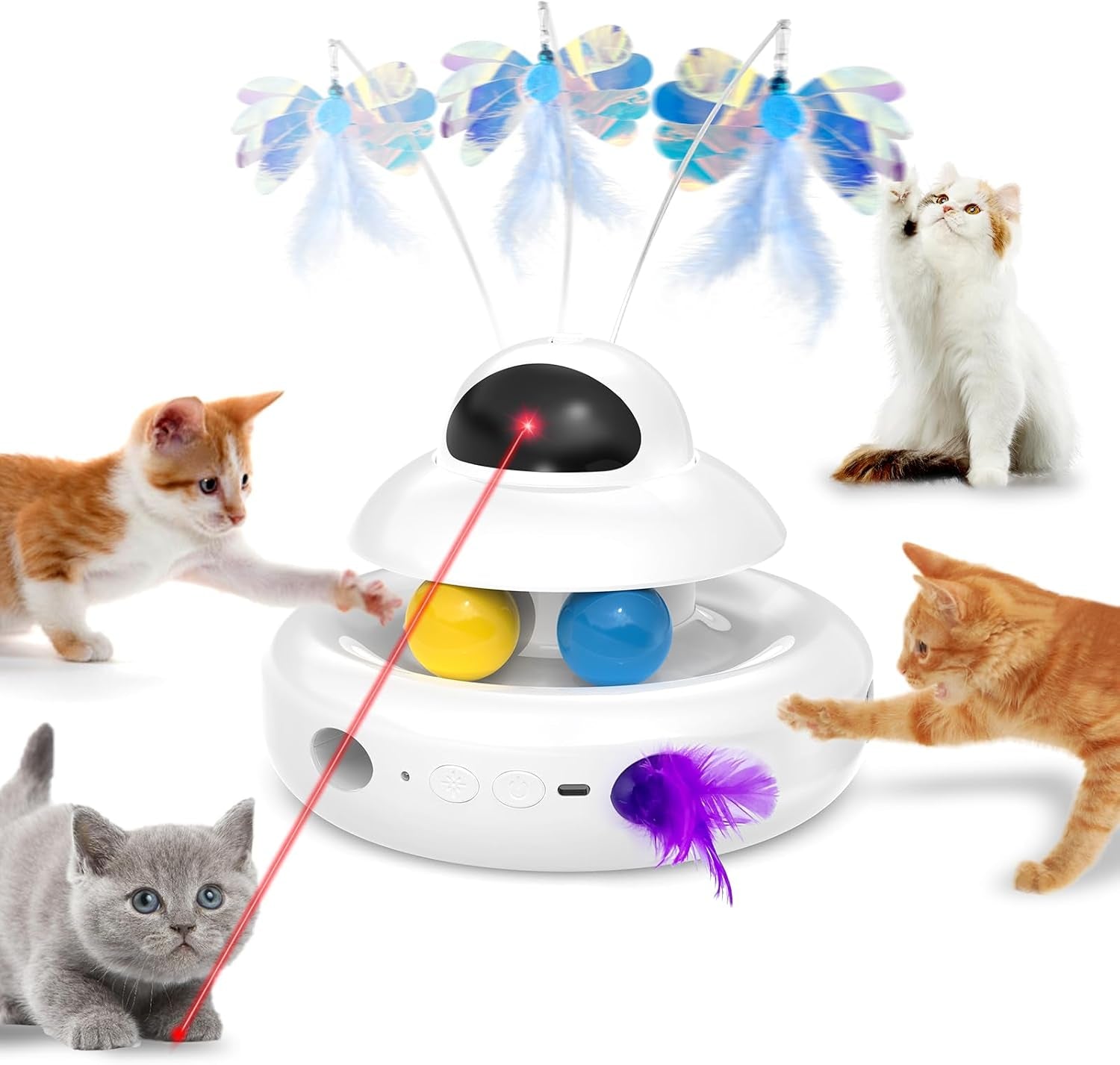 mohaya-cat-toys-4-in-1-interactive-cat-toy-for-indoor-cats-with-laser-fluttering-butterfly-moving-feather-and-track-balls-usb-rechargeable-self-play-kitten-toy-white