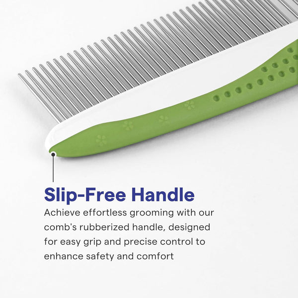 Dog & Cat Comb – Removes Tangles, Knots, and Matted Fur – Grooming Tool with Stainless Steel Teeth and Non-Slip Handle – Best Pet Hair Comb for Home Grooming Kit – Includes Ebook Guide4