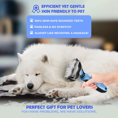 Undercoat Rake for Dogs & Cats, Dematting Comb with Extra Wide Double-Sided Stainless Steel Teeth for Detangling, Deshedding, Brushing, Thinning & Removing Shed Fur, Knots, Mats, and Tangles in Pets7