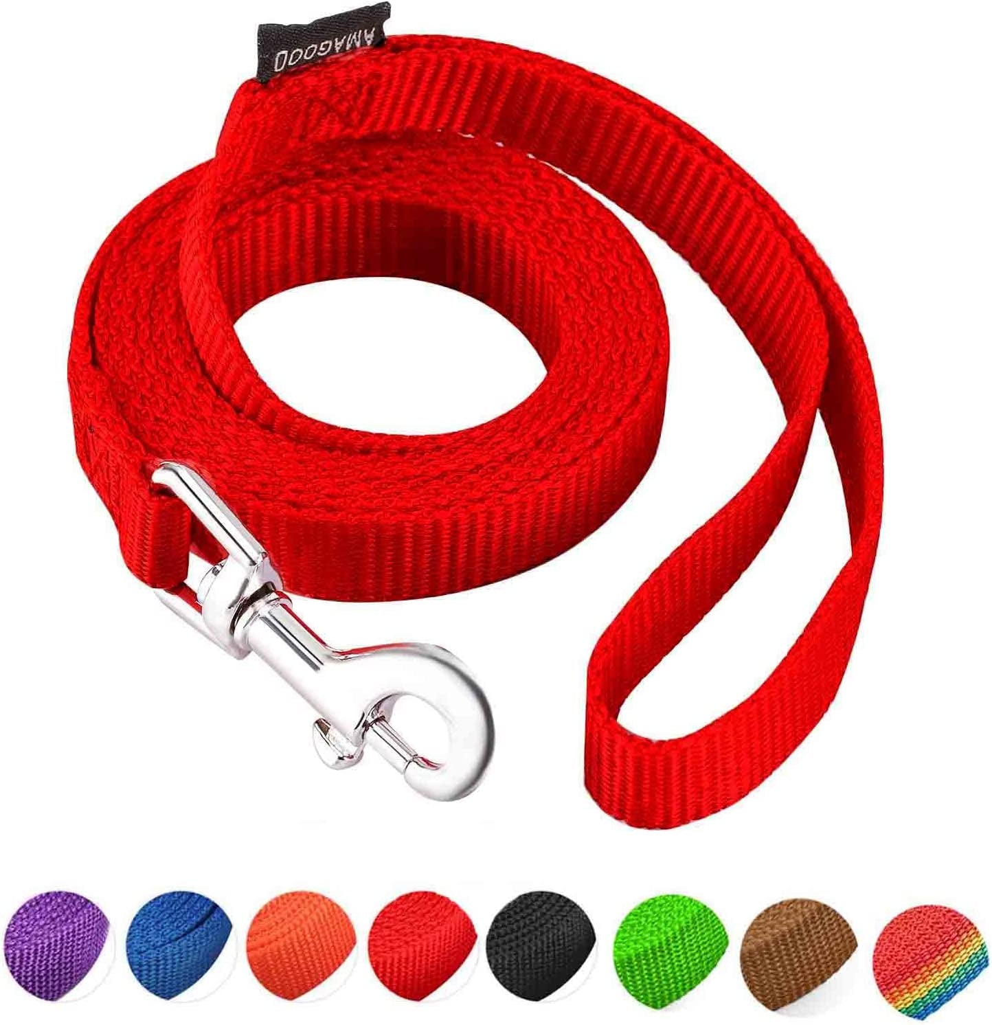 amagood-6-ft-puppy-leash-strong-traditional-style-with-easy-to-use-collar-hook-great-for-small-medium-and-large-dogs-5-8in-x-6-ft-purple