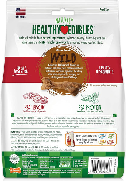 Nylabone Healthy Edibles WILD Natural Dog Chew Treats, Bison Flavor, Small Dogs up to 20 Lbs - Made in USA (16 Count)10
