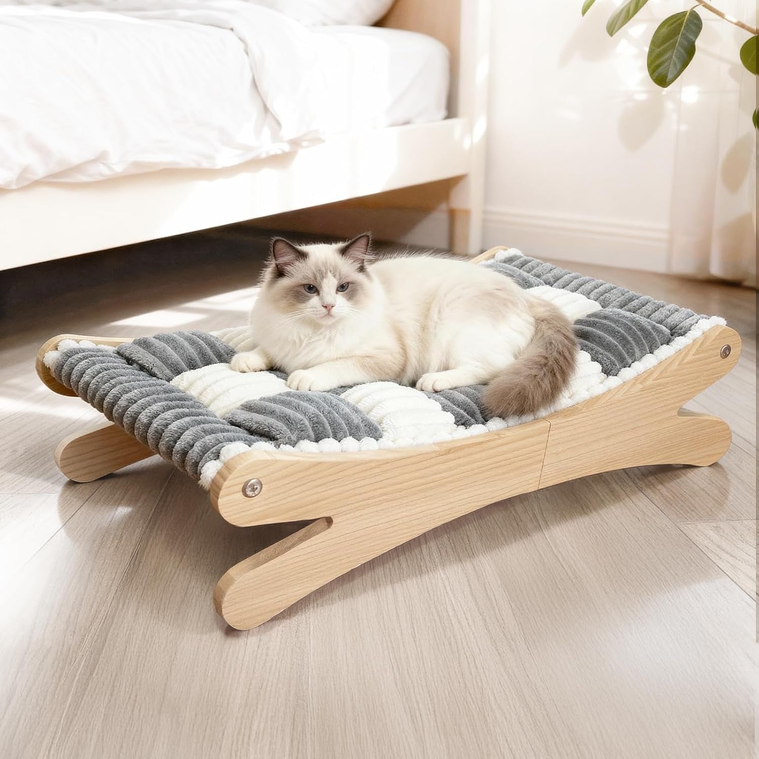 plush-elevated-cat-bed-cozy-raised-cat-hammock-with-solid-wood-frame-soft-furry-cushion-for-indoor-cats-small-dogs-multi-color-optionsblack-white