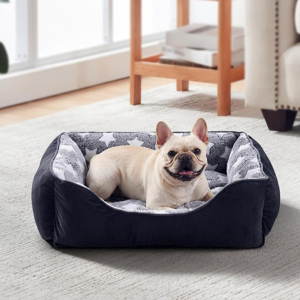 GASUR Small Dog Beds Small Size Dogs, Rectangle Washable Dog Bed, Orthopedic Dogs Sofa Bed, Pet Cuddler Anti-Slip Bottom, Soft Calming Sleeping Warming Puppy Bed (S (20"X 19"X 6"), Black)9