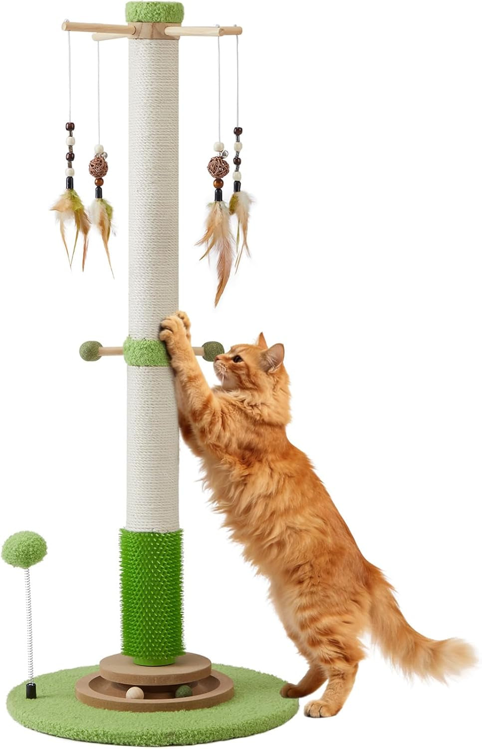 cat-scratching-post-26-tall-scratch-post-with-hanging-toy-for-indoor-cats-sisal-cat-scratcher-post-with-grooming-brush-double-layer-interactive-wooden-ball-track-for-small-cats-and-kittens-play