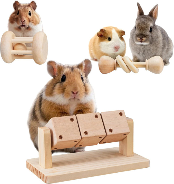 AOWPFVV Wooden Hamster Toys,Safe Rabbit Toys for Guinea Pigs | Small Animals,Chinchillas, Gerbils, Rats, Bunny,Rodents Teeth Care Toys for Cage1