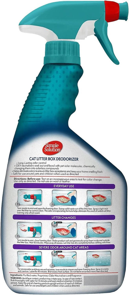 Simple Solution Cat Litter Deodorizer, Litter Box Odor Eliminator, Cat Urine Remover, Kitten Supplies, Pee Cleaner, Pet Odor Eliminator, 32 Ounces2