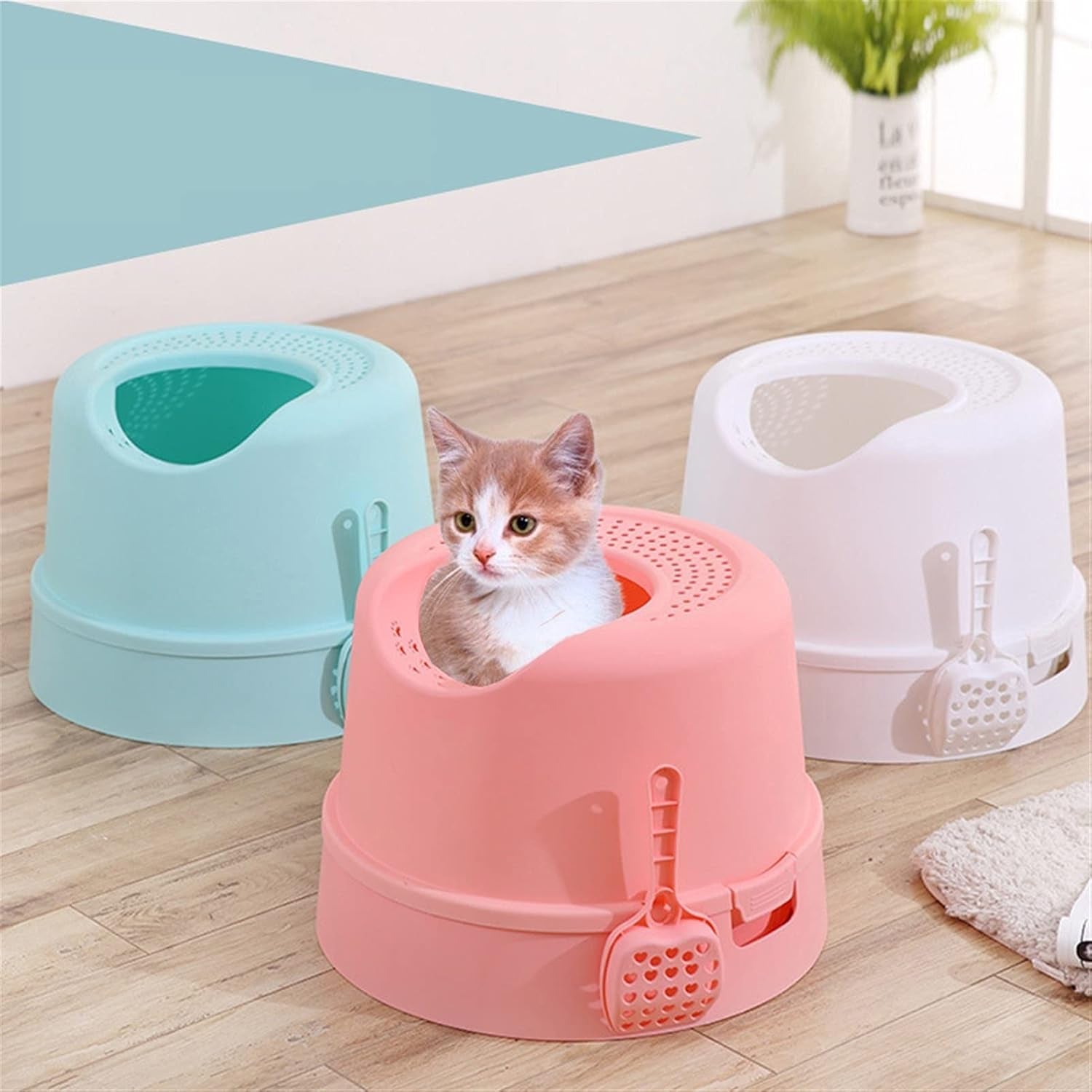 dog-potty-training-toilet-top-entry-cat-litter-box-with-scoop-splash-proof-multifunctional-toilet-base-round-detachable-tray-pp-materialc