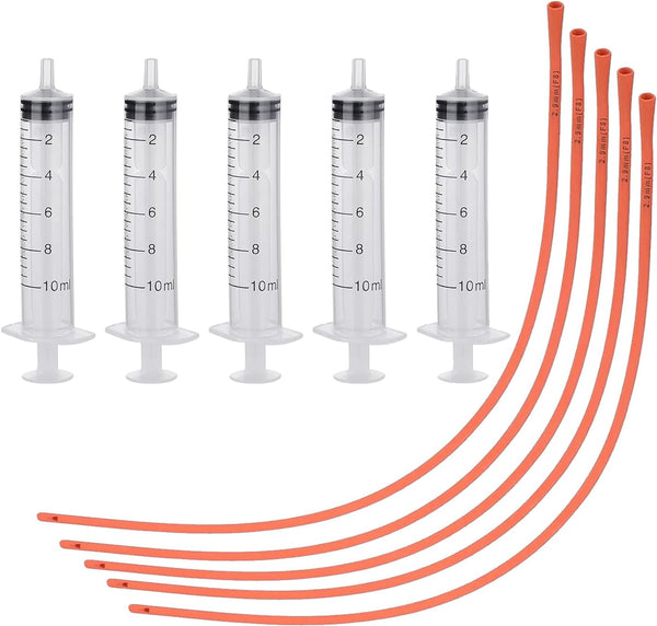 5 Set Puppy Kitten Feeding Tube Kit Include 5 Pack 8 FR Red Rubber Puppy Feeding Tube and 5 Clear Kitten Syringe for Lamb,Goat,Sheep,Puppy,Kitten Whelping Feeding Watering (20ML)4