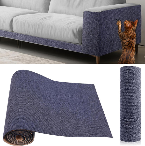 Cat Scratch Furniture Protector Couch Protector from Cat Claws Self-Adhesive Carpet Remnants Scratching Mat Trimmable DIY Climbing Covering Posts (Grey, 15.8" X 39.3")1