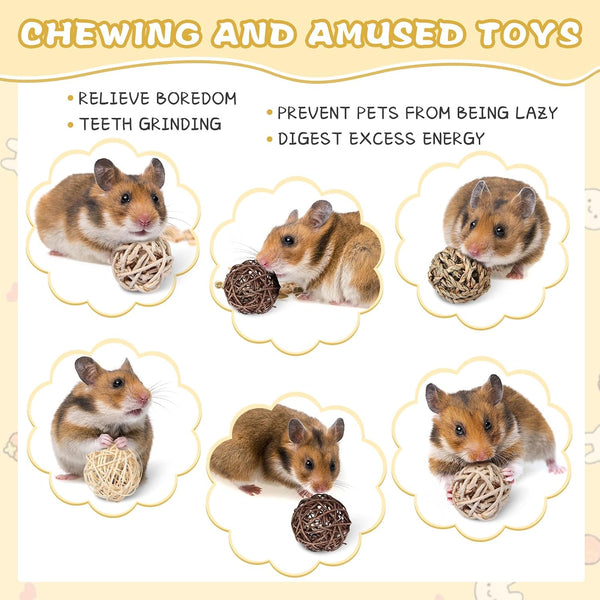24 Pcs Bunny Chew Grass Balls Rolling Chew Toys for Small Animals | Bunny Gnawing Treats, Natural Chew Grass Toys, Rolling Play Balls, Small Animal Cage Enrichment Toy4