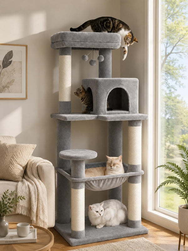 MUTTROS Mushroom Cat Tree Tower with Removable Scratcher, Large Hammock, Condo, Perch, 3 Sisal Posts – Multi-Level Cat Tree for Indoor Cats, Cute Cat Tower for Small Space Homes21