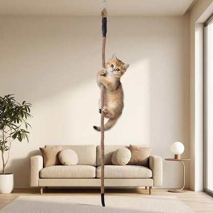 1.38" X 6.56Ft Cat Climbing Rope for Ceiling & Wall Mounted,Cat Climbing Sisal Rope Furniture Pole Scratching Post for Indoor and Outdoor Cats Scratching Playing1
