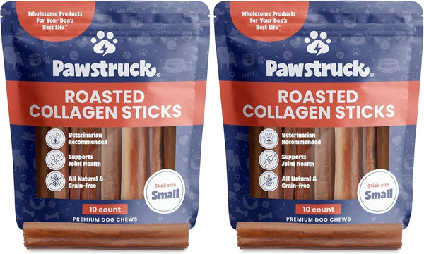 Pawstruck All Natural 11-12" Roasted Collagen Sticks for Dogs – Low Odor & Long-Lasting Bully Stick & Rawhide Alternative, Single Ingredient, Vet Approved – 5 Pack11