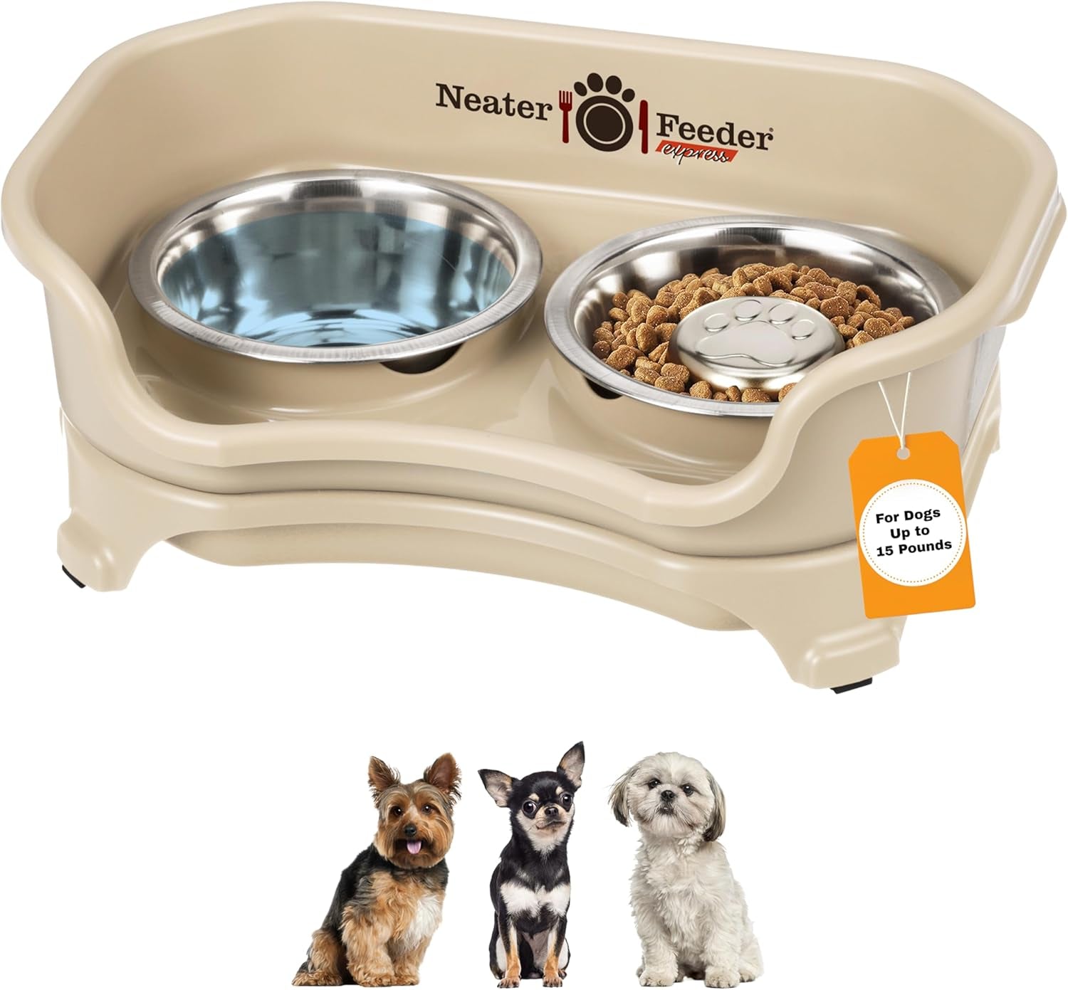 neater-feeder-express-mess-proof-dog-bowls-elevated-for-small-breeds-under-15-lb-made-in-usa-no-spill-raised-dog-food-bowl-stand-stainless-steel-food-and-water-bowl-set-feeding-station-cappuccino