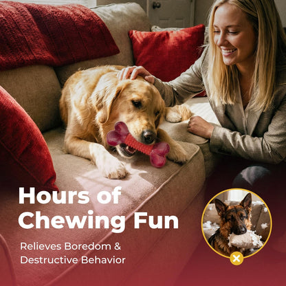 Tough Dog Toys for Aggressive Chewers: Beef Flavored Long Lasting Dog Bones for Large Dogs, Indestructible Dog Chew Toys to Keep Them Busy, Large Dog Toys for Medium & Large Breed, Red9