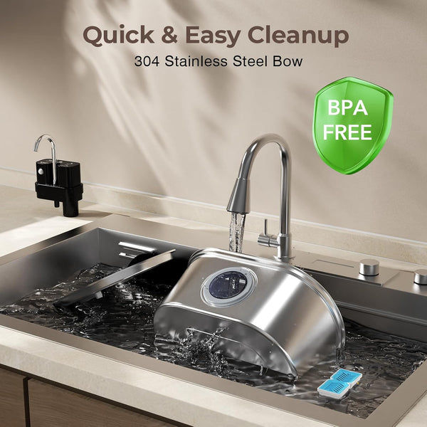 PEKTACO Wireless Cat Water Fountain, 108Oz/3.2L Stainless Steel, 3 Filters | 3 Smart Modes, 25 Db Quiet Pump, Multi-Layer Filtration, Bpa-Free Parts, Dishwasher-Safe Bowl, Easy-Clean for Daily Use5