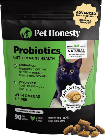 Cat Probiotics Crunchy Creamy Chews for Digestive Health - Cat Constipation + Occasional Diarrhea Relief - Daily Probiotics for Cats with Prebiotics Fiber Gut Flora Sensitive Stomach (30-Day Supply)10