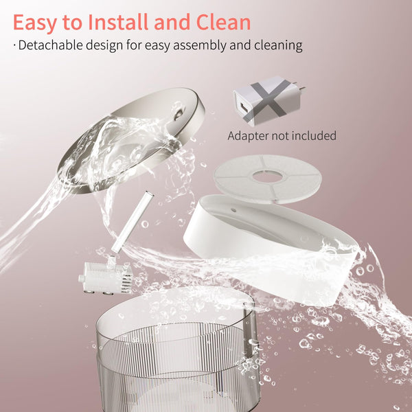 Beq Cat Water Fountain,2.5L/84Oz inside Ultra-Quiet Stainless Steel Automatic Pet Water Dispenser,Bpa Free,Visible Water Level,With a Large Size Filter,Suitable for Cats & Small Dogs3