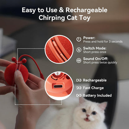 Cheerble Interactive Cat Toy Ball, Smart Automatic Electric Cat Toys for Indoor Cats with 3 Speeds, Chirping Moving Motion Activated Teaser Rolling Ball Toy for Cats/Small Dog to Keep Them Busy7