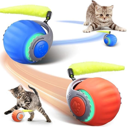 Interactive Cat Toy for Indoor Cats, Two Speed Smart Automatic Cat Toy Moving Ball with Tail, Rechargeable Motion Activated Cat Toys for Bored Indoor Adult Cats (Adapter Not Included)8