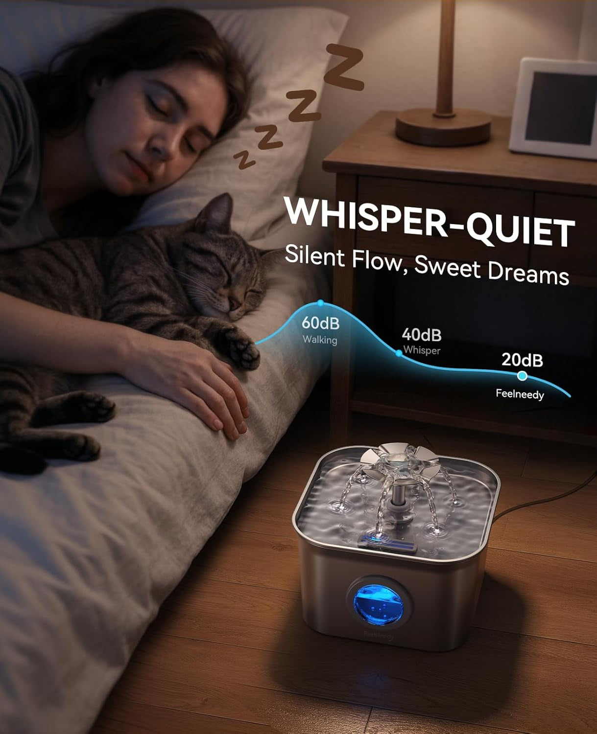 stainless-steel-cat-water-fountain-2-8l-with-20db-ultra-quiet-pump-ideal-for-timid-pets-led-water-level-window-dishwasher-safe-24-7-circulation-includes-3-replacement-filters