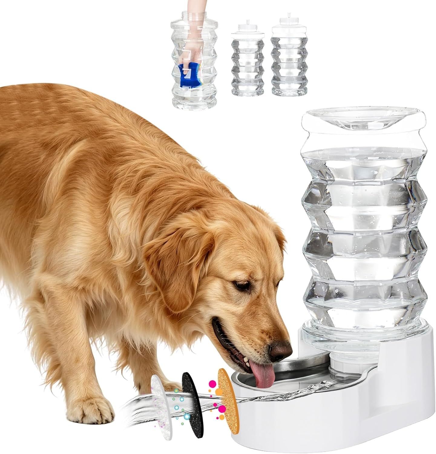 rizzari-8l-gravity-dog-water-dispenser-stainless-steel-bowl-anti-splash-wide-mouth-easy-cleaning-dishwasher-safe-no-electricity-needed-filtered-fresh-water-multi-pet-homes