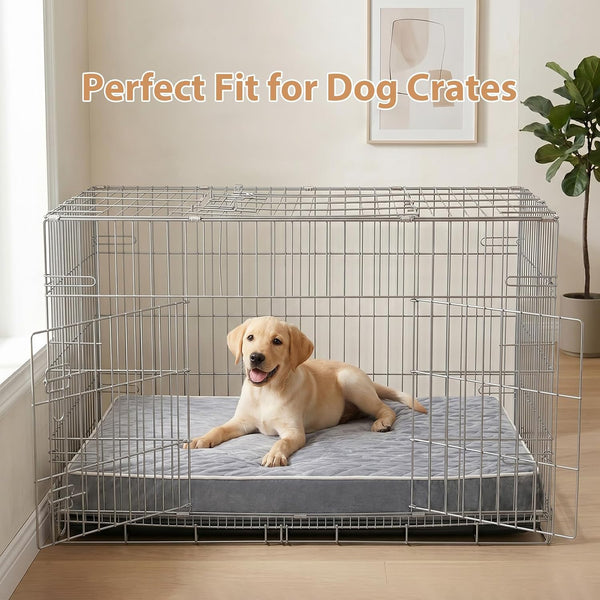 WNPETHOME Orthopedic Waterproof Extra Large Senior Dogs Bed for Comfy Sleep | XL Washable Ped Bed with Removable Cover, Multi-Needle Quilting XL Crate Bed for Large Sized Dog Relax, Light Grey 42X30 Inch7