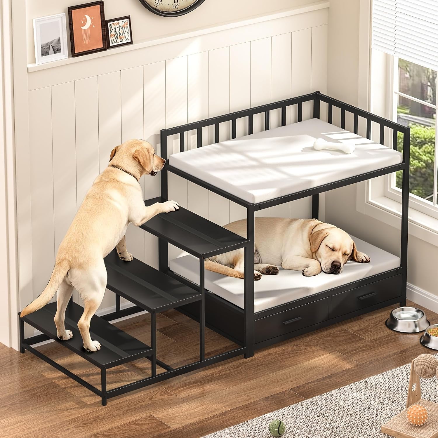 gdlf-dog-bunk-beds-for-large-dogs-dog-bedside-bed-with-stairs-storage-space-saving-indoor-pet-furniture