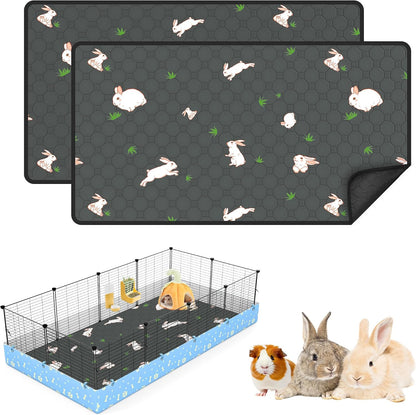 2-Pack Guinea Pig Cage Liner, 24" X 47" Reusable Guinea Pig Bedding Washable Absorbent Pee Pads for Dogs Rabbit Chinchilla Hamster, Leakproof & anti Slip35