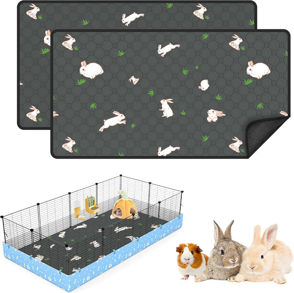 2-Pack Guinea Pig Cage Liner, 24" X 47" Reusable Guinea Pig Bedding Washable Absorbent Pee Pads for Dogs Rabbit Chinchilla Hamster, Leakproof & anti Slip35