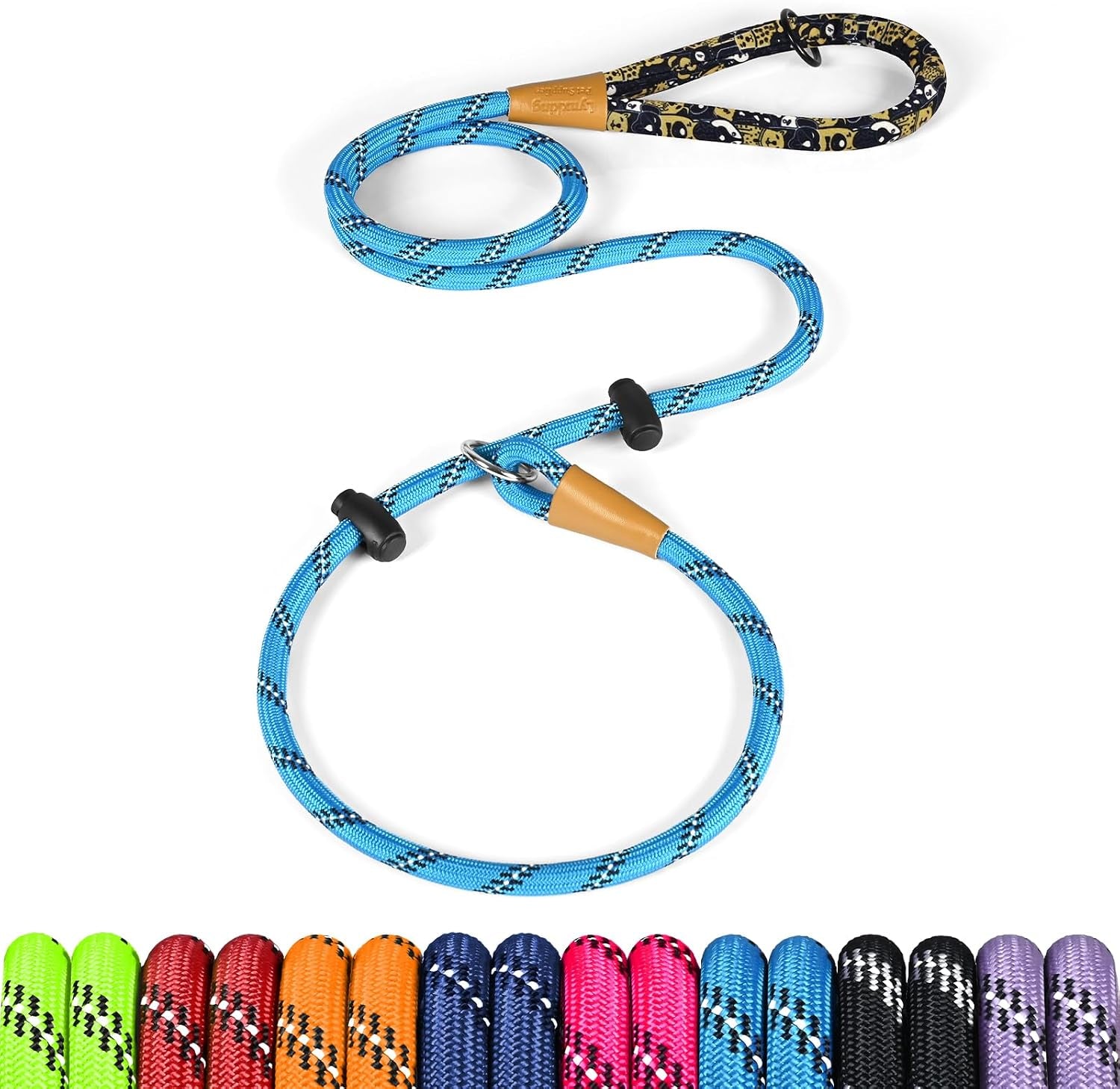 lynxking-slip-lead-dog-leash-reflective-heavy-duty-comfortable-strong-rope-for-large-medium-small-dogs-no-pull-pet-training-light-green-large-1-2in-x-6ft-slip-lead