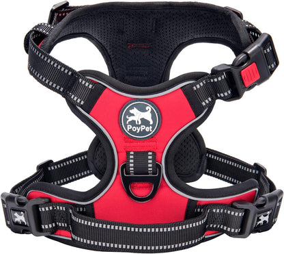 Poypet No Pull Dog Harness, No Choke Front Lead Dog Reflective Harness, Adjustable Soft Padded Pet Vest with Easy Control Handle for Small to Large Dogs(Pink, Medium)11
