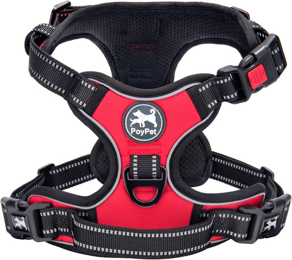 Poypet No Pull Dog Harness, No Choke Front Lead Dog Reflective Harness, Adjustable Soft Padded Pet Vest with Easy Control Handle for Small to Large Dogs(Pink, Medium)11