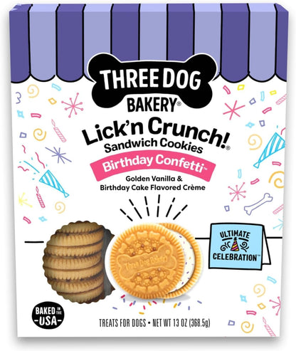 Three Dog Bakery Lick'N Crunch! Dog Treats - 13 Oz | Golden Vanilla & Peanut Butter Sandwich Cookies - Crunchy Treats with Peanut Butter Creme14