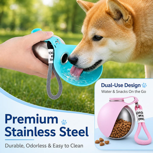 2 in 1 Portable Dog Water Bottle for Dogs,10Oz Stainless Steel Portable Dog Water Bottle with Foldable Silicone Bowl, Leak-Proof 2 in 1 Portable Tumbler for Small Dog & Puppy Walking Hiking Outdoor4