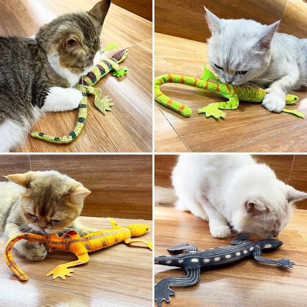 Ciyvolyeen 4 Pack Plush Lizard Catnip Toys for Indoor Cats | Lifelike Lizard Cat Toy Sparks Hunting Instinct, Soft Plush with Catnip, Durable Design, Boredom Relief, Interactive Play8