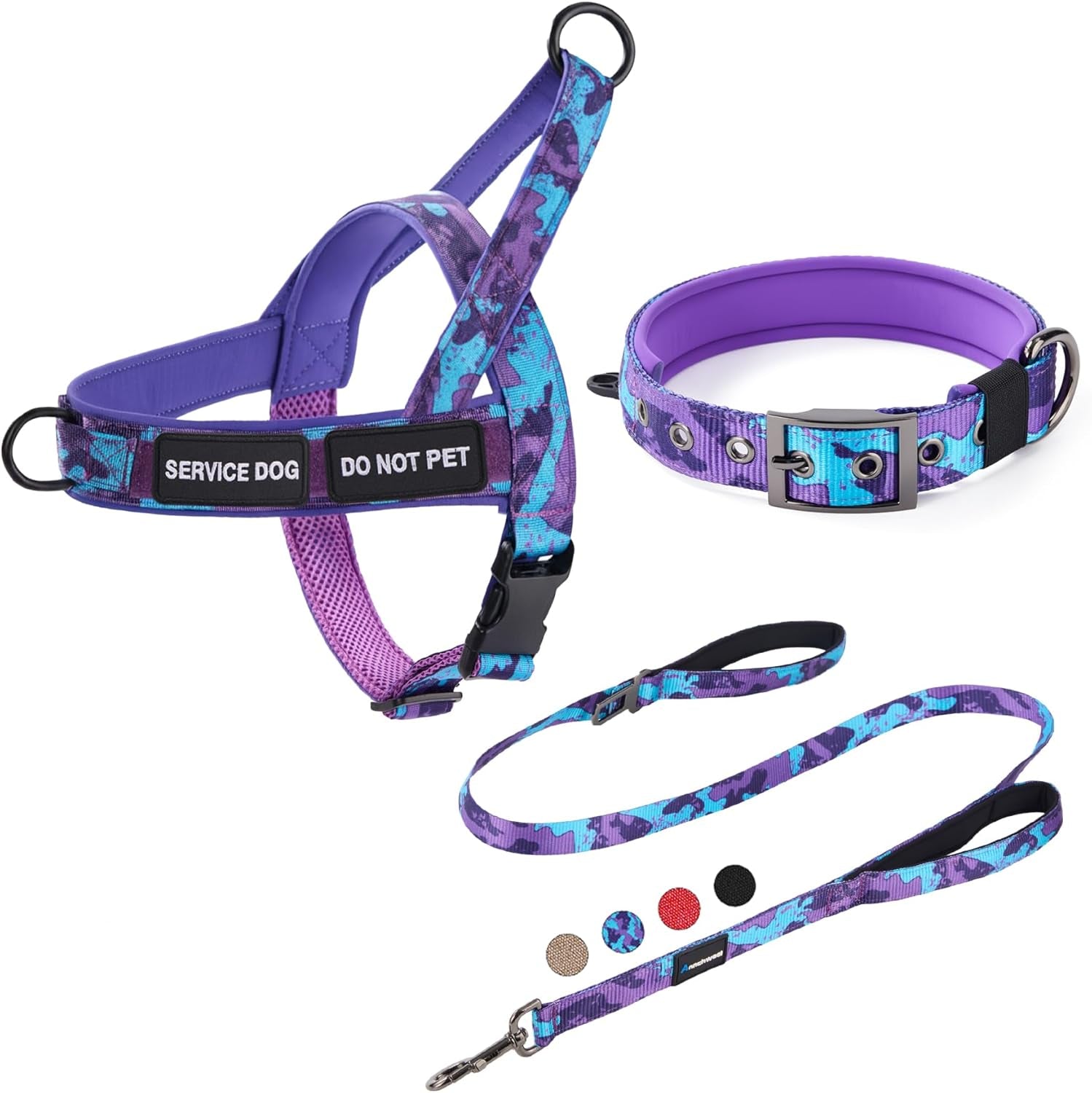 annchwool-no-pull-dog-harness-heavy-duty-reflective-collar-leash-set-leash-with-double-handle-car-seatbelt-clip-easy-control-for-walking-training-medium-large-size-dogsbrown-l