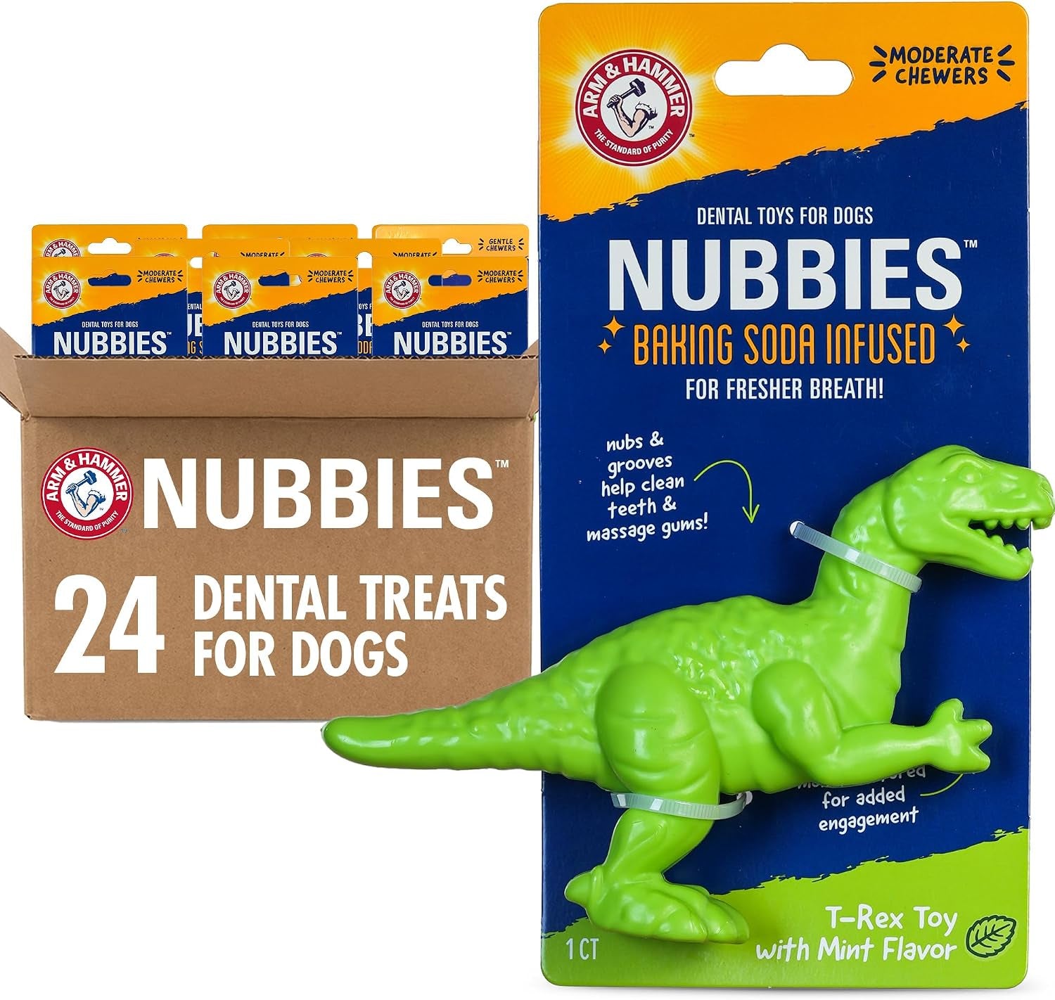 arm-and-hammer-nubbies-t-bone-dental-dog-chew-toy-with-peanut-butter-flavor-tpr-nubs-clean-teeth-and-gums-durable-nylon-chew-for-aggressive-chewers-helps-reduce-plaque-and-tartar