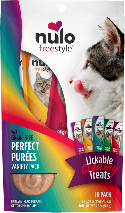 Nulo Freestyle Lickable Cat Treats - Perfect Purées Variety Pack, Squeezable Grain-Free Wet Cat Food Topper, High Moisture for Hydration, 40 X 0.5Oz11