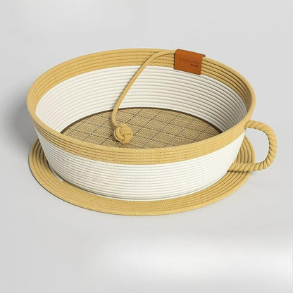 Trynellis Handwoven Cotton Rope Cat Basket Bed with Removable Scratching Pad, 2-In-1 Cat Scratcher Lounge (Large,Woven Rattan Cat Bed + Cushion)10
