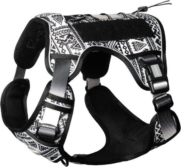 Auroth Tactical Dog Harness for Large Dogs No Pull Adjustable Pet Harness Reflective K9 Working Training Easy Control Pet Vest Military Service Dog Harnesses Army Yellow L68