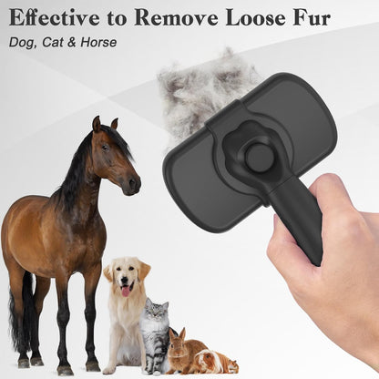 Dipoo Self Cleaning Shedding Brush - Skin Friendly Grooming Tool for Dogs, Cats, and Puppies, Deshedding and Hair Removal for Long and Short Haired Pets, Black6