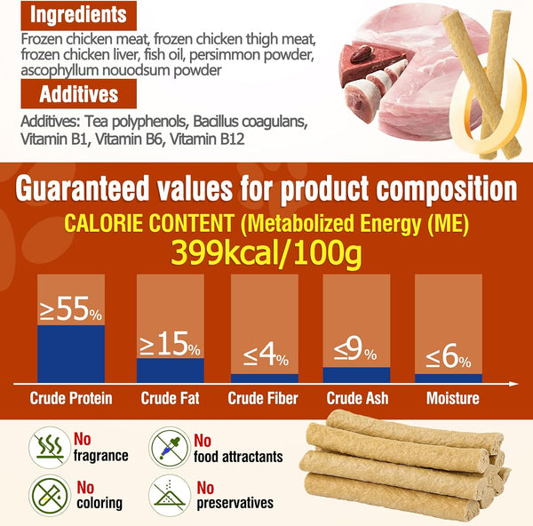 30G Freezed Dried Cat Chew Stick Chicken Flavor, Cat Dental Treats for Freshens Breath and Reduce Tartar, Feline Teething Sticks Cats Treats Snack5