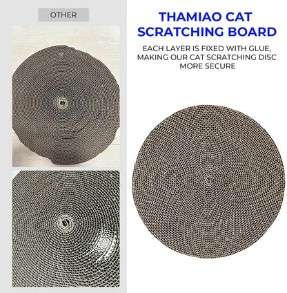 Round Cat Scratcher Refill - 10 Inch Diameter, 7/8 Inch Thickness - Cardboard Cat Scratcher Scratching Board Replacement Pads (2Pcs) for Indoor Cats4
