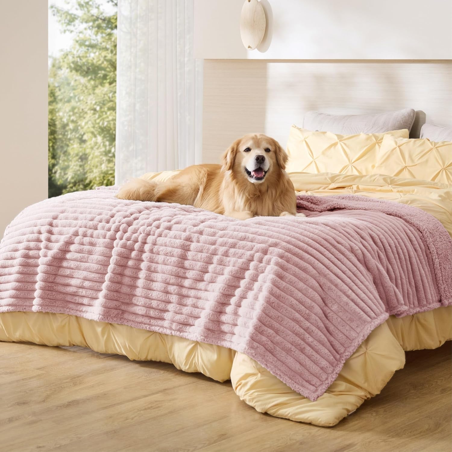bedsure-comfyfleece™-waterproof-dog-blankets-for-large-dogs-50x60-cream-soft-plush-couch-cover-washable-corduroy-fleece-for-furniture-protector-cozy-calming-reversible-pet-blanket-for-senior-dogs