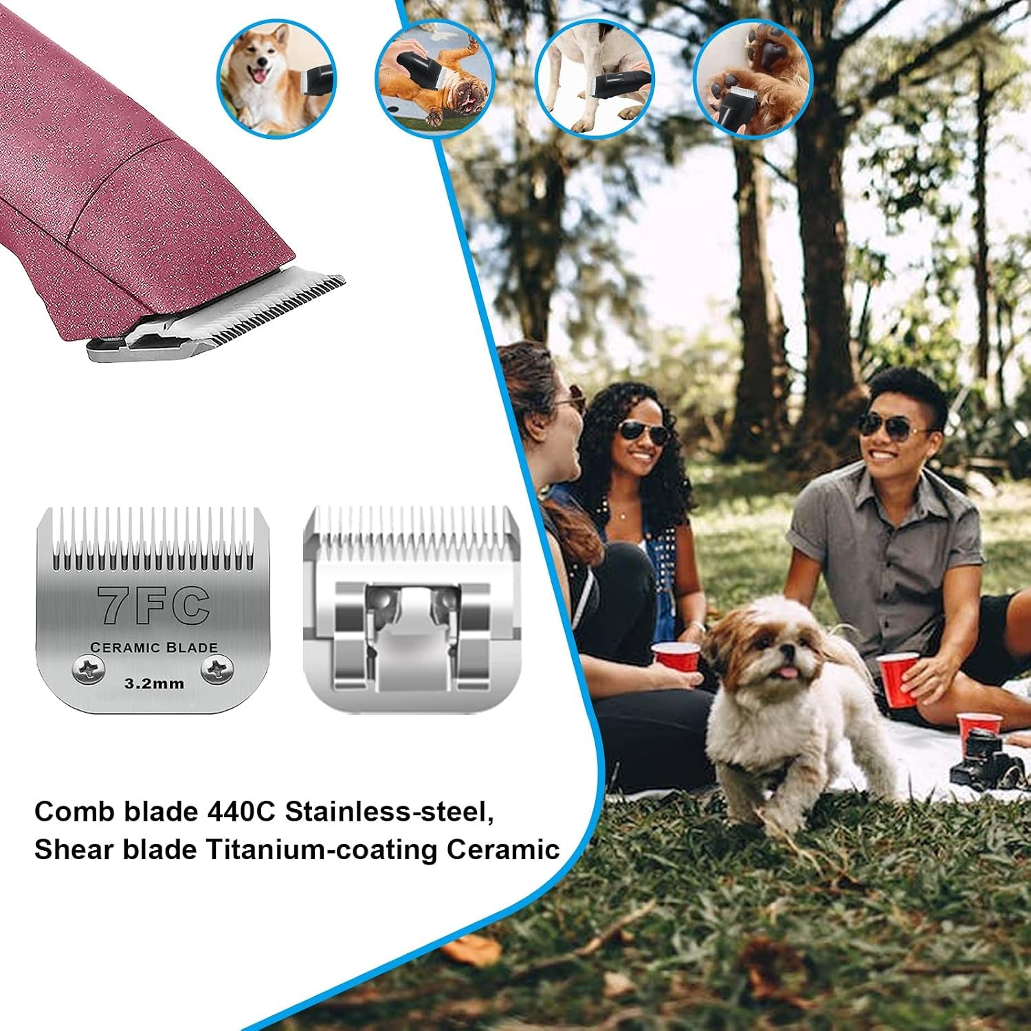 7fc-dog-grooming-ceramic-blades-compatible-with-andis-oster-a5-wahl-km10-size-7fc-detachable-ceramic-blade-1-8-inch-3-2mm-cut-length-3-pack