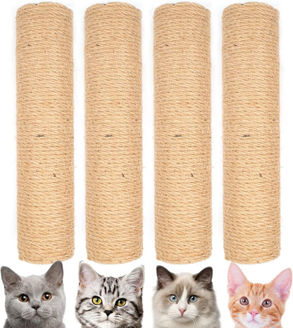 4PCS 12 Inch Cat Scratching Post with Natural Sisal Rope Cat Scratch Pole Scratching Tree Scratching Posts for Indoor Replacement Part Accessories for DIY Cat Tower Hammock1