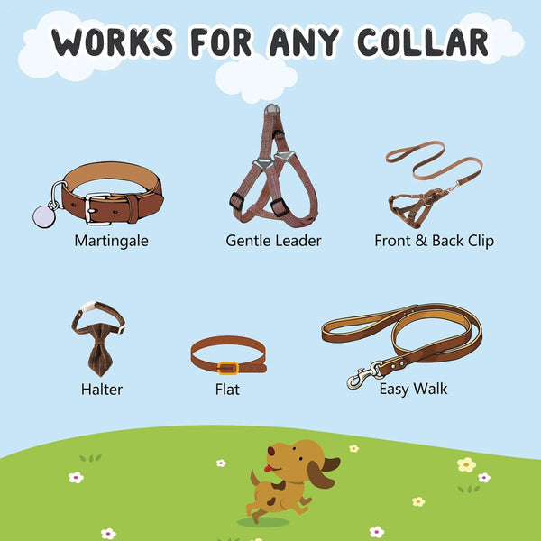 YUEPET Dog Safety Collar Clips 2 Pack Adjustable Prong Backup Clips Reflective Double Ended Backup Clasp Leash Connector for Dog Harness to Collar Safety Clip(Grey+Black) | Prong Collar Backup, Double-Ended Clips, Harness to Collar Connector, Reflective Strap, 7-8.2 in Adjustable Length, 2 Pack4