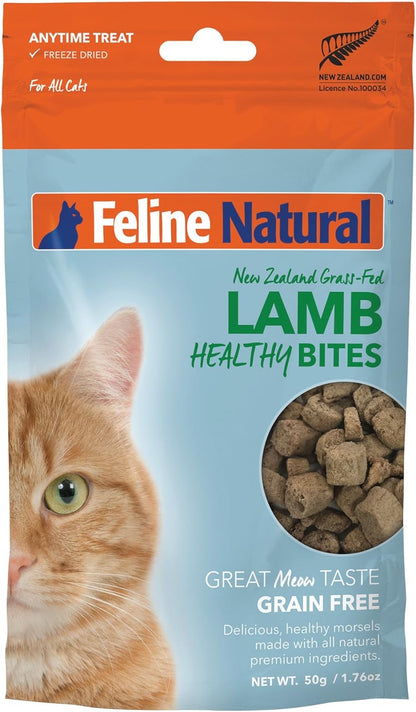 Feline Natural Freeze Dried Cat Treats – New Zealand Single-Source Protein Treats for Cats - Grain-Free Healthy Cat Snacks, Lamb Bites, 1.76Oz1