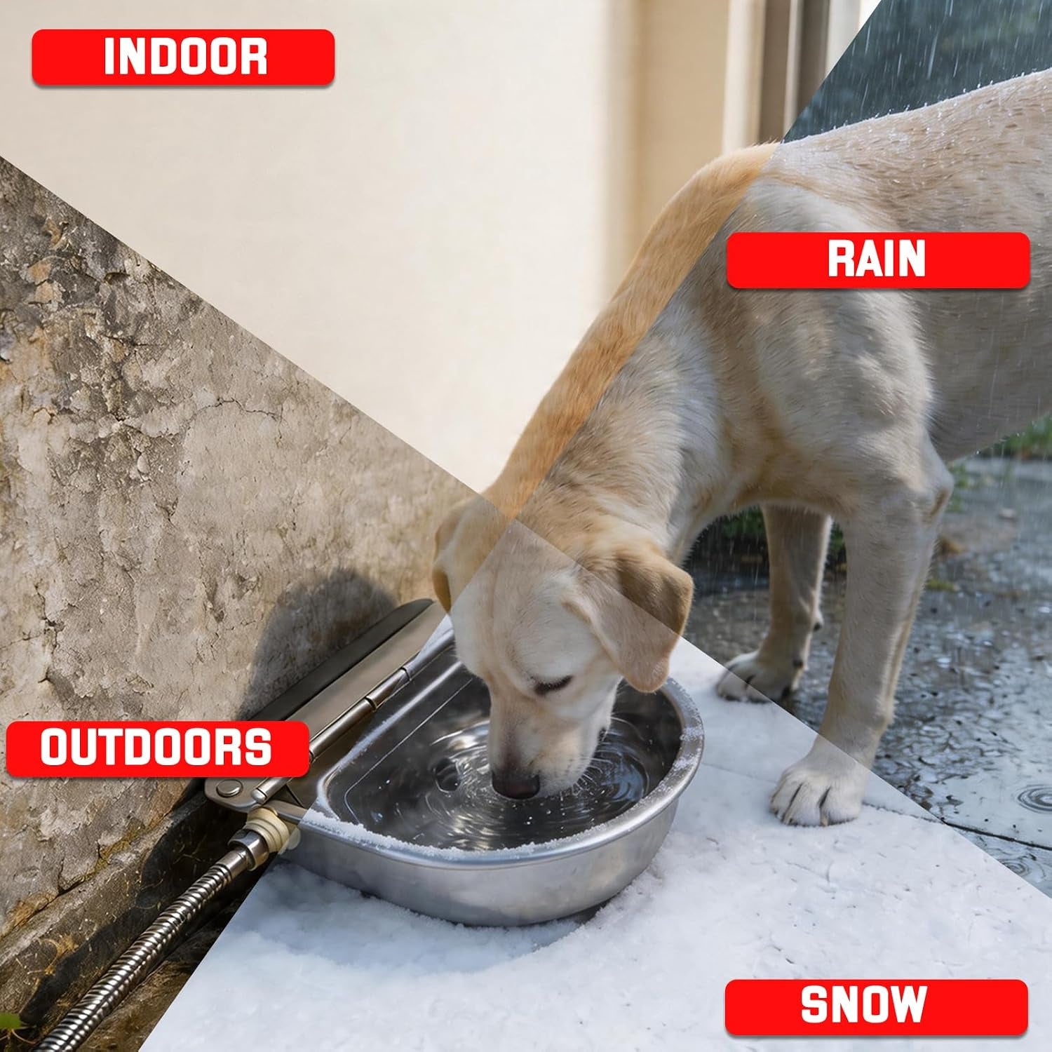 automatic-water-bowl-304-stainless-steel-pet-water-dispenser-dog-feeder-waterer-for-large-dogs-with-40-inch-steel-hose-2-float-valve-copper-connector-adapter-2-bolts-with-drainage-hole